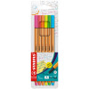 Micropunta/Felpa, Point 88, Punta Fina  0.4 mm, Estuche x 6 Unds. 6 Colores Neón Surtidos